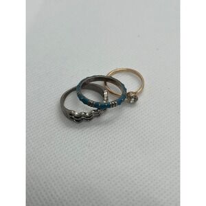 Stackable Rings Set Gold Blue Silver Fashion Jewelry Accessories‎